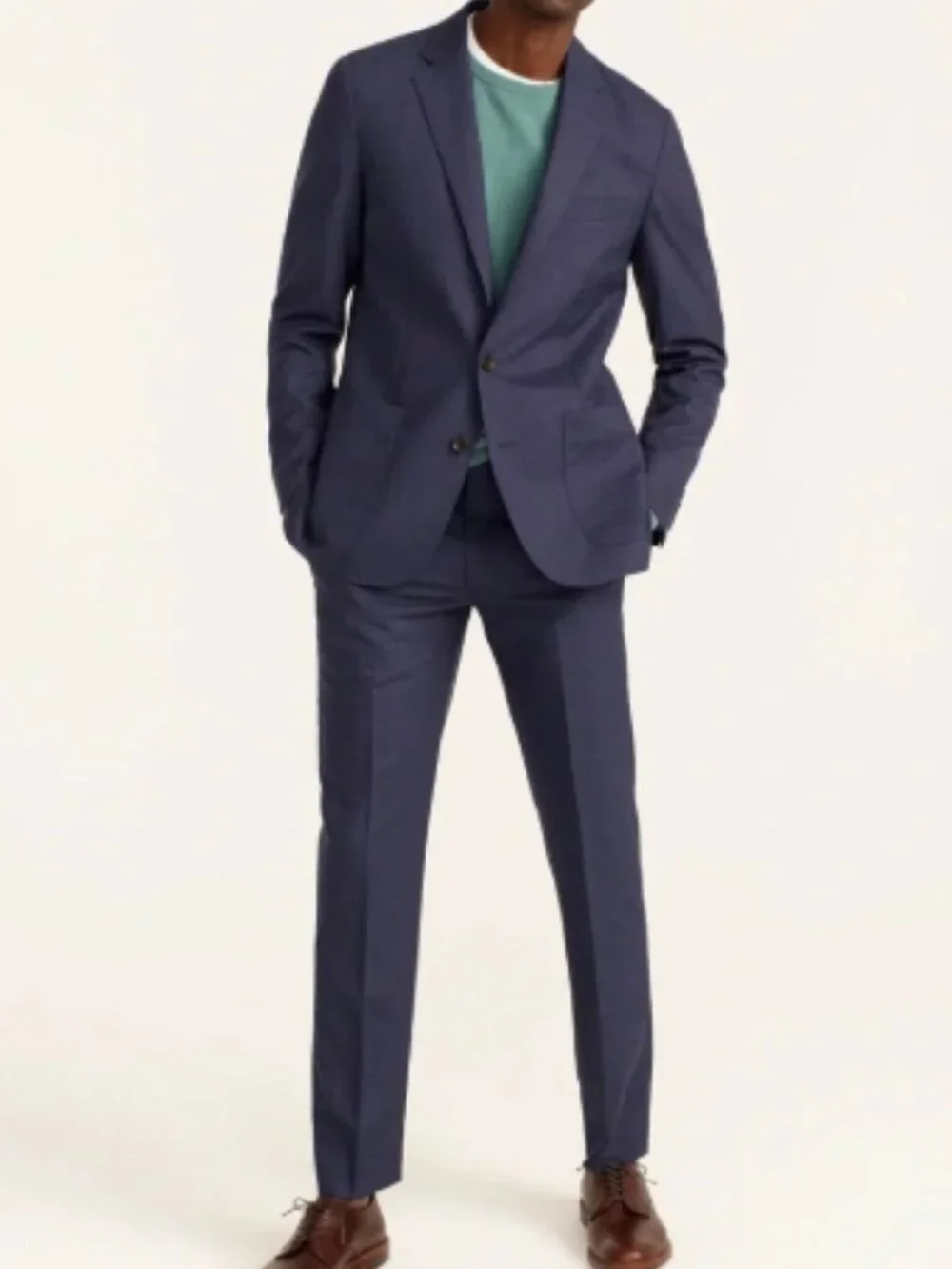 J. Crew Ludlow Two Piece Suit Moon British Cloth Wool Cotton Blazer Size 42R 32